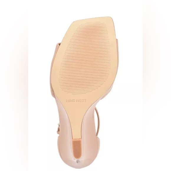 Nine West‎ patent tan Hallena Square Toe Wedge Dress Sandals size 10.5 brand new - Picture 5 of 6